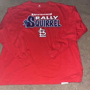 St Louis Cardinals Long Sleeve 2XL 2011 Rally Squirrel MLB Graphic Red